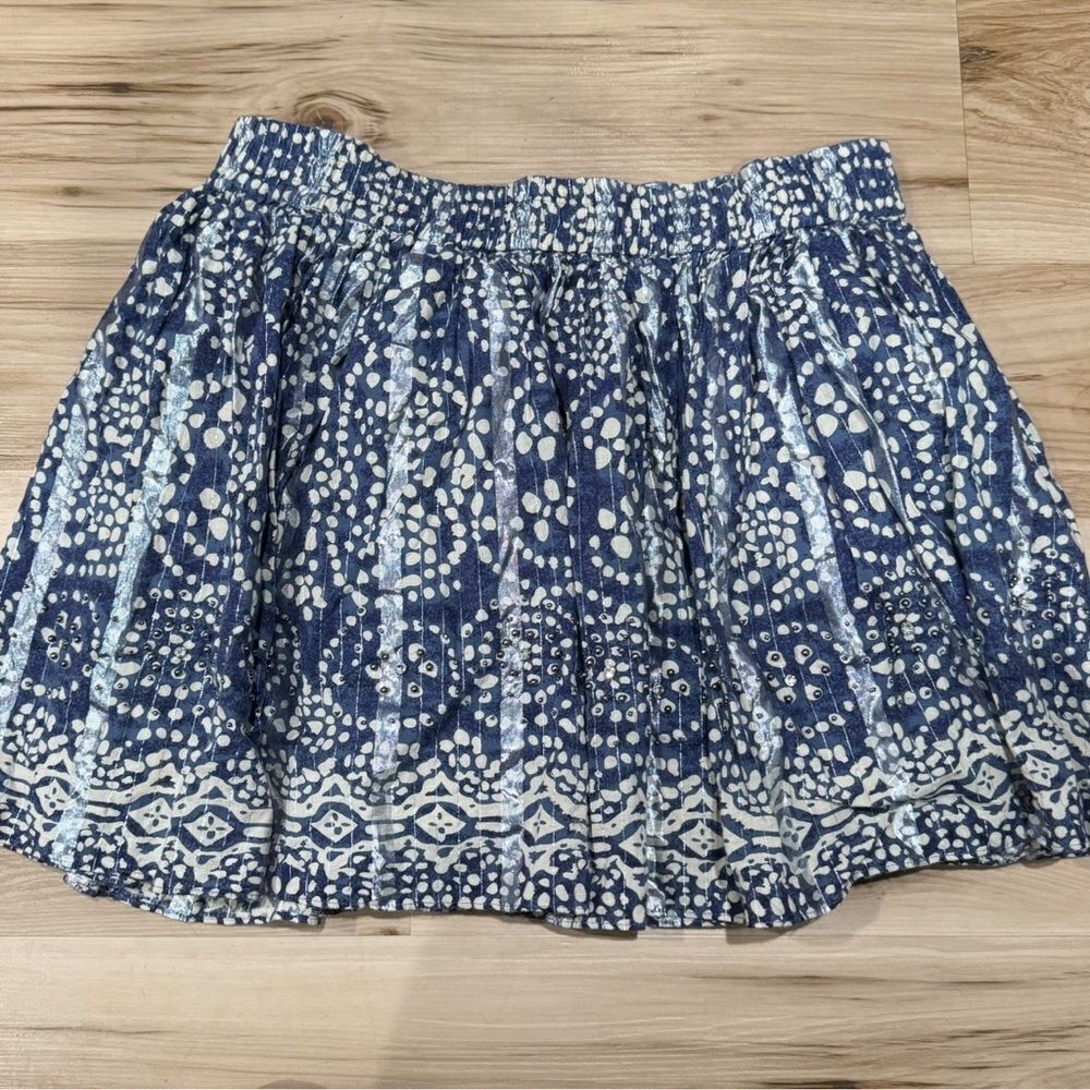 Sabine Metallic Blue White Dots Mini Skirt Women’s Medium